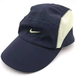 Vintage Nike Fit Dry 5 Panel Strapback Hat Blue Unstructured Ball Cap Unisex Run